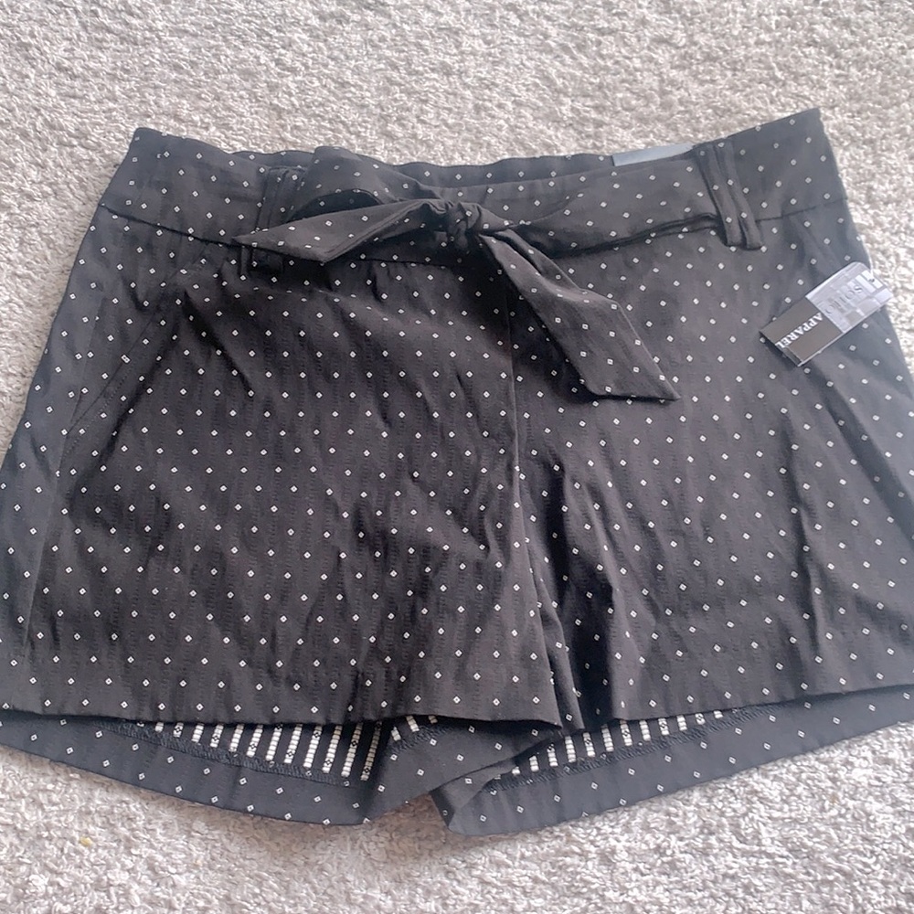 Soho Black Shorts with White Diamond print and Bow